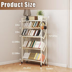Book Carts 5 Tier 57.7x35.4x9.84 in Rolling Book Cart Large Capacity Bookshelf - Image 2