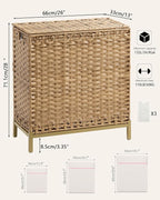 Laundry Hamper with Lid 132 L, Clothes Hamper with Lid, Handwoven Rattan - Image 5