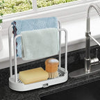 Kitchen Sponge Holder Dishcloth Hanger, Kitchen Sink Rack Tray Organizer Stand - Image 3