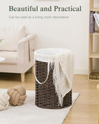 Laundry Hamper Laundry Basket Round 19.0 Gal Handwoven Rattan Laundry Basket - Image 8