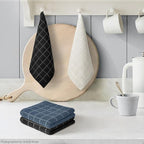 Artoid Mode Checkered Designed Cotton Beige Grey Black Terry Kitchen Dish Cloths - Image 2
