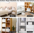 White Storage Baskets for Organizing, Woven Storage Baskets for Shelves - Image 4