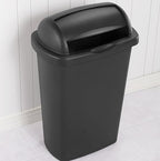13 Gallon Roll Top Wastebasket – Lift-Open Kitchen Black Trash Can 13 Gallon - Image 4