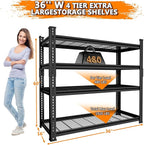Storage Shelves Heavy Duty 4 PCS, 4-tier Adjustable Metal Industrial Utility - Image 3