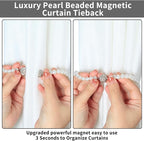 Magnetic Tiebacks for Curtains, 2 Pack Bow Pearl Curtain tiebacks Curtain - Image 4