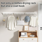 Clothes Drying Rack Foldable Wall Mounted Drying Rack 3 Fold White-Laundry - Image 3