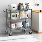 3 Tier Metal Cart with Wheels, Heavy Duty Utility Rolling Cart 1050lbs - Image 7