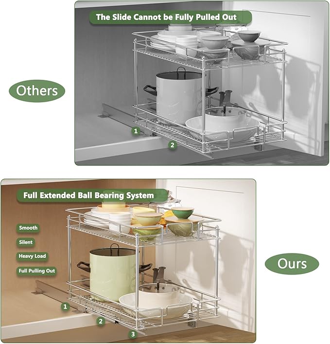 ROOMTEC Pull Out Cabinet Organizer 20" W x 21" D, Kitchen Cabinet Organizer and - Image 5