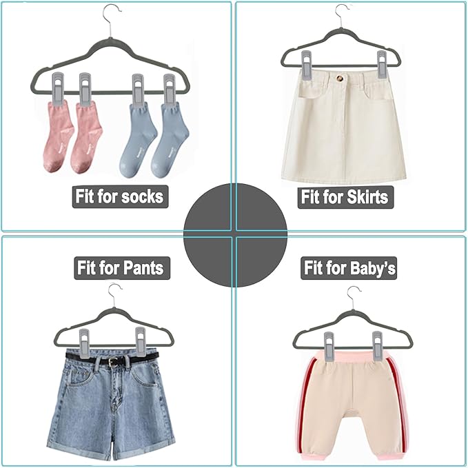 Hanger Clips for Velvet Hangers, Non-Slip Plastic Clips Skirt Hanger Clips for - Image 6