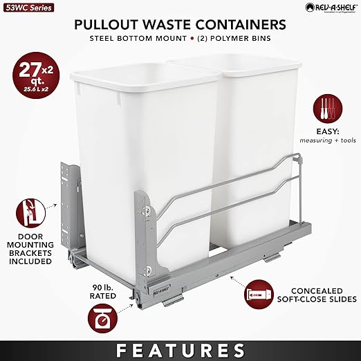 Rev-A-Shelf Double Pullout Trash Can - Image 3