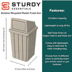 32 Gallon Square Slatted 100% Recycled Plastic Heavy-Duty Commercial Outdoor - Image 2