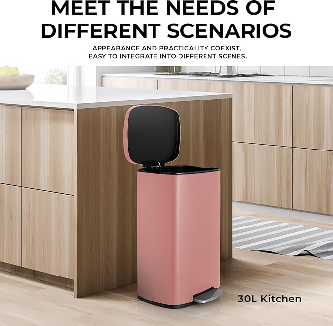 8 Gal Kitchen Trash Can, 30L Recycling or Garbage Bin, Brushed Stainless Steel - Image 8