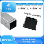 4 Pcs 4" x 4" Square Rubber Chair Leg Caps, PVC Table Leg Covers, Flexible & - Image 2