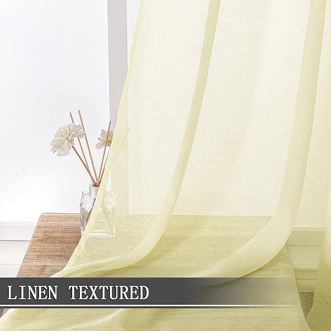 Tollpiz Short Sheer Curtain Linen Textured Living Room Curtains Sheer Light - Image 2