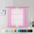 Chyhomenyc Pink Sheer Curtains 45 Inch Long 2 Panels, Light Filtering Rod by Chyhomenyc