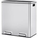 Arlopu 16 GallonStainless Steel Trash Can, 60L Dual Compartment, Metal Kitchen by Arlopu