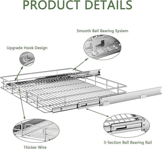 Pull Out Cabinet Organizer 31½" W x 21½" D, Heavy Duty Cabinet Pull Out Shelves - Image 7