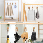 VinBee 6 PCS Hooks with Clips for Hanging, Wooden Laundry Hooks Hanging Clips - Image 6