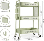 TOOLF 3 Tier Rolling Cart Storage Organizer, Metal Rolling Utility Cart - Image 6