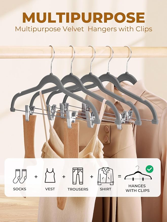 HOUSE DAY Velvet Skirt Hangers 24 Pack, Space Saving Slim Velvet Pant Hanger - Image 2