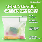 Responsible Products Certified Compostable Large GALLON Resealable Zip Bag - Image 3