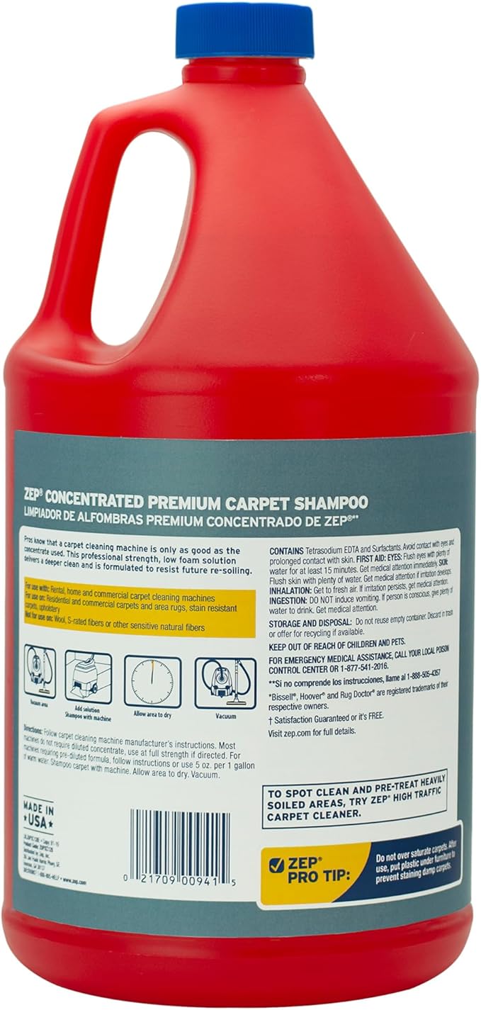 Zep Premium Carpet Shampoo - 1 Gal - ZUPXC128 - Deep Cleaning and Stain Removal - Image 3