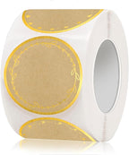 2" Kraft Label Stickers for Jars and Lids, 6 Different Gold Border Designs by STARLIBOO