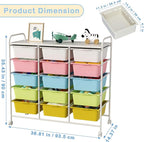 15 Drawers Rolling Cart With Wheels, Plastic Storage Drawer With Metal Frame - Image 3