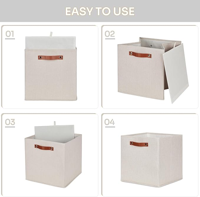 HNZIGE Large Storage Baskets Set of 4 Collapsible Storage Baskets, 13x13 - Image 2