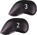 Premium Magnetic Leather Iron and Wedge Golf Club Head Covers | Set of 10 | by AllTeedUp
