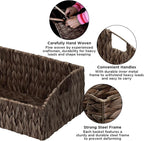 Ollieroo Natural Water Hyacinth Storage Baskets, Handwoven Wicker Storage Bins - Image 3