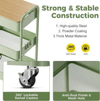 3 Tier Rolling Cart with Table top, Metal Rolling Utility Cart, Sturdy Storage - Image 2
