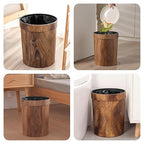 Wood Grain Plastic Trash Can Bedroom, Round 2-Pack, 3.4 Gal Farmhouse - Image 7