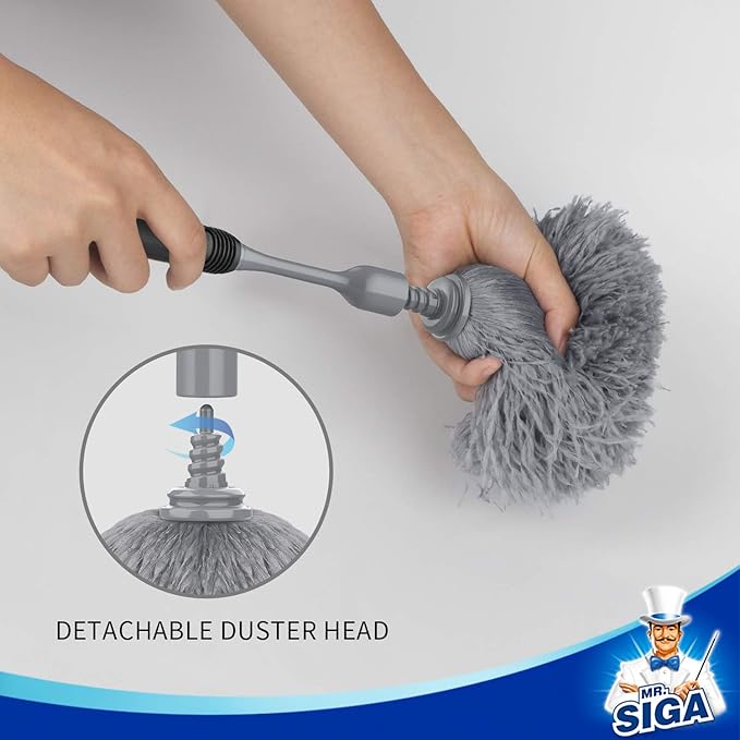 MR.SIGA Microfiber Delicate Duster, Comfortable Non Slip Handle, Detachable - Image 4