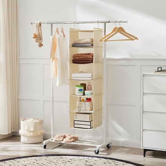 MAX Houser 6 Tier Shelf Hanging Closet Organizer, Cloth Hanging Shelf - Image 2