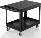 Utility Cart on Wheels, Heavy Duty Large Flat Top Rolling Service Cart by WanmwillToolOrganizer