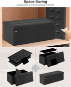 Folding Storage Ottoman, Velvet Storage Bench, Removable Divider, - Image 7