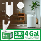 Small Trash Bags with Handles 4 Gallon 200 Count White - Image 6
