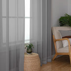 Chyhomenyc Sheer Charcoal Grey Curtains 90 inches Long 2 Panels, Light - Image 4