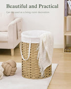 Laundry Hamper Laundry Basket Round 19.0 Gal Handwoven Rattan Hamper, Large - Image 8