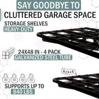 2-Pack 2x4ft Garage Wall Shelves, 2 Shelf Total 8 ft Garage Shelving Wall - Image 3