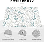 Grey And Blue Leaves Branches Microfiber Absorbent Reversible Dish Drying Mat - Image 4