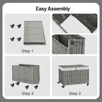 Rolling Storage Basket with Lid, 47.6 Gallon Storage Bin with Wheels, Woven - Image 6