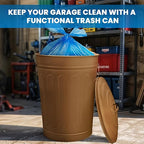 Plexon Round Trash Can 13 Gallon, Vintage Metal Outdoor Trash Can - Image 9