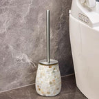 WDHODEC Natural Shell Toilet Brush and Holder Set Mosaic Glass, Stainless Steel by WDHODEC