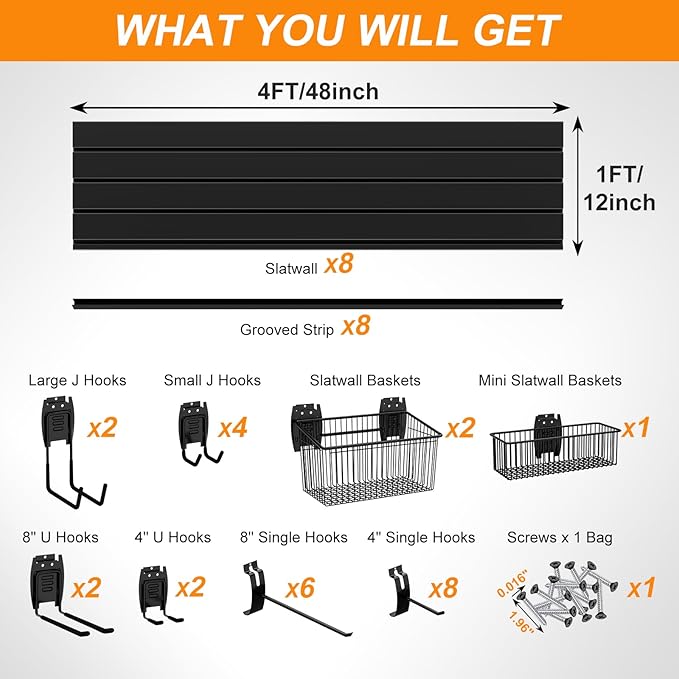DoCred Slatwall Paneling Organizer, 4x7.5 FT PVC Garage Slat Wall Storage - Image 3