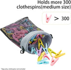 Mesh Clothespin Bag with Hooks Hanging Clothes Pin Bag with Drawstring Closure - Image 3