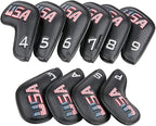 Golf Builder Black Leather USA Golf Club Iron Wedge Head Covers Fit All Brands - Image 3