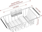 Small Dish Drying Rack in Sink, Extendable Stainless Steel Dish Drainers - Image 6