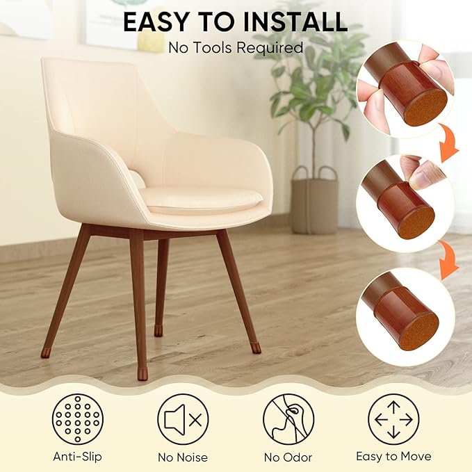 BALEINE 24 Pack Silicone Chair Leg Floor Protectors, Stool Leg Protectors Cap - Image 6